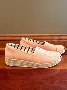 BOBS from Skechers Fairy Duster Wedge Espadrilles Pink Blush Memory Foam Size 11